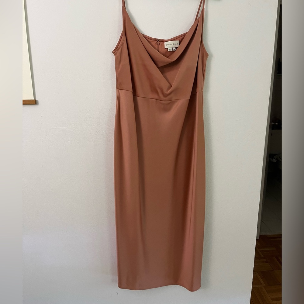 Worn Once Peach Sachin + Babi Cowl Neck Slip Dress